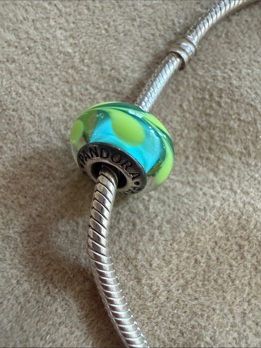 Pandora Blue and Green Swirls Bead